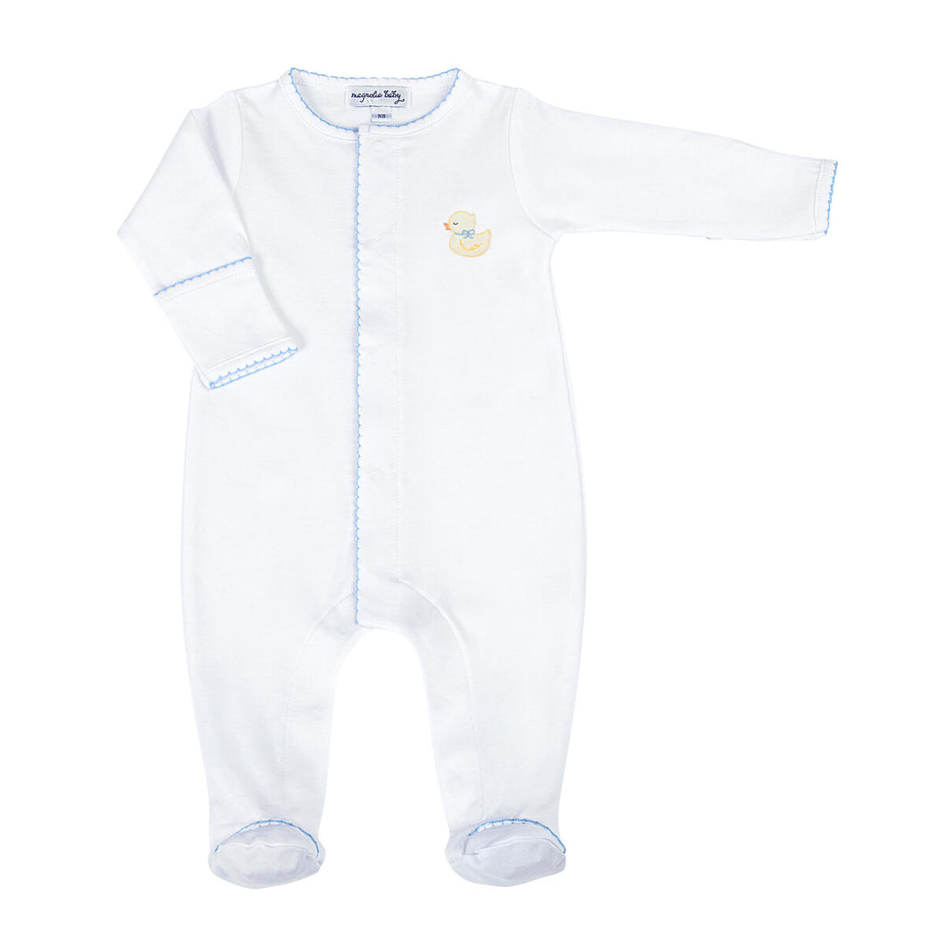 Precious Ducklings Blue Embroidered Footie