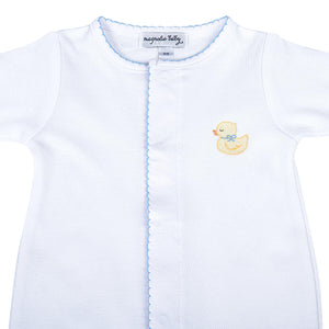 Precious Ducklings Blue Embroidered Footie