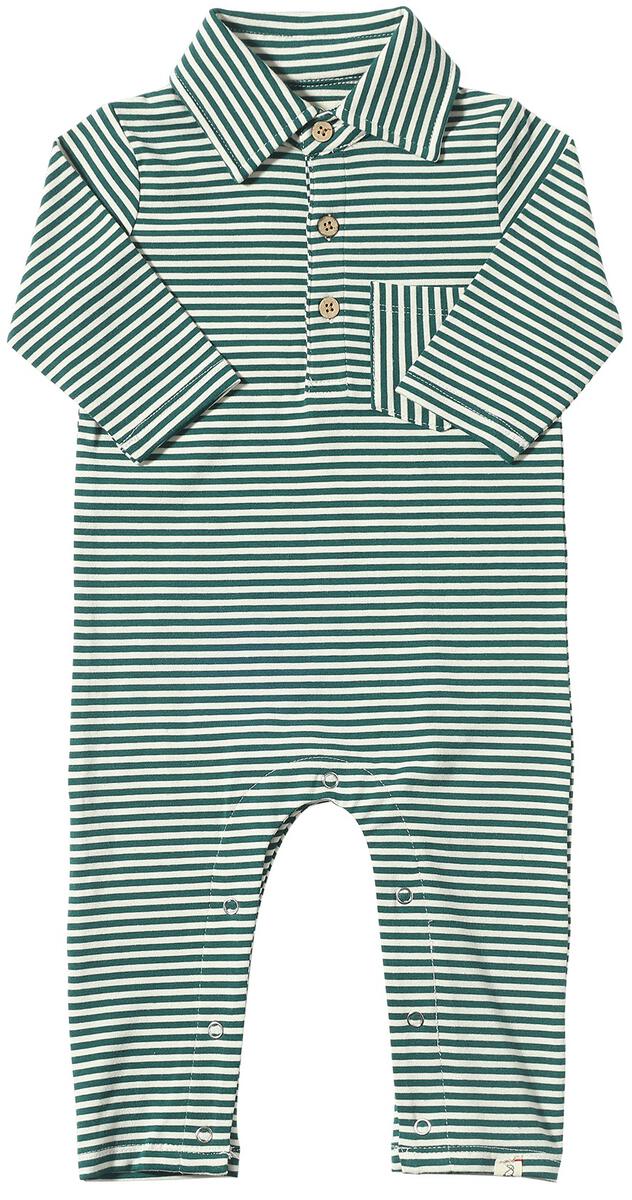 Green/ White Stripe Kingston Polo Romper