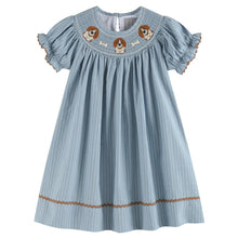 Load image into Gallery viewer, Puppy Smocked Bishop Dress- Light Blue
