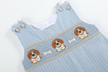 Load image into Gallery viewer, Puppy Smocked Overalls- Light Blue
