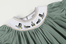Load image into Gallery viewer, Mallard Smocked Bishop Dress- Sage
