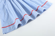 Load image into Gallery viewer, School Supplies Smocked Bishop Dress- Blue Gingham
