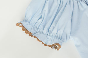 Pumpkin Smocked Bishop Dress- Blue