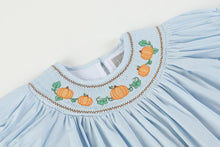 Load image into Gallery viewer, Pumpkin Smocked Bishop Dress- Blue
