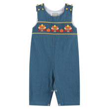 Load image into Gallery viewer, Turkey Smocked Overalls- Cobalt Blue
