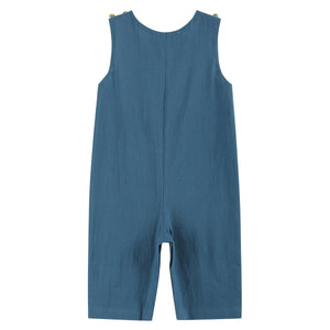 Turkey Smocked Overalls- Cobalt Blue