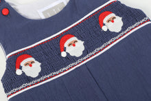 Load image into Gallery viewer, Santa Smocked Overalls- Navy Blue
