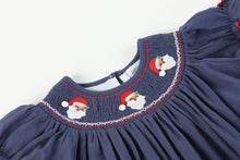 Load image into Gallery viewer, Santa Smocked Bishop Dress- Navy Blue
