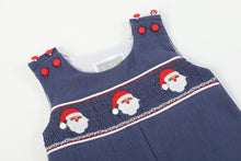 Load image into Gallery viewer, Santa Smocked Overalls- Navy Blue
