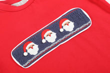 Load image into Gallery viewer, Red Santa Smocked Shirt &amp; Navy Pants Set
