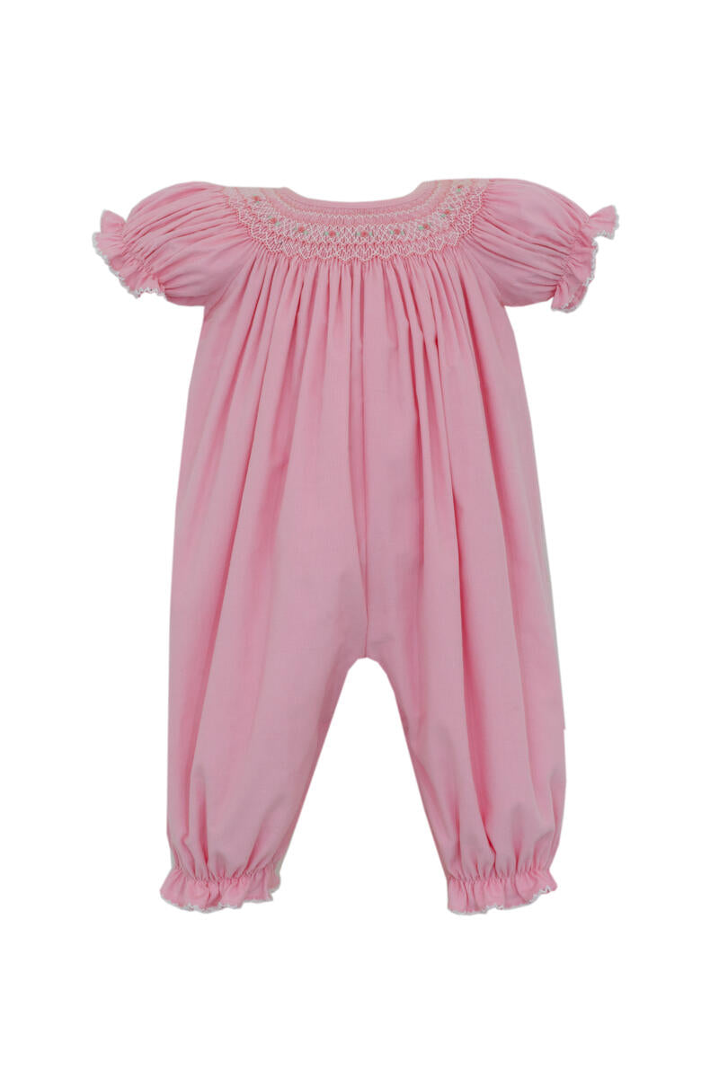 Carol Smocked Bishop Bubble- Pink Corduroy