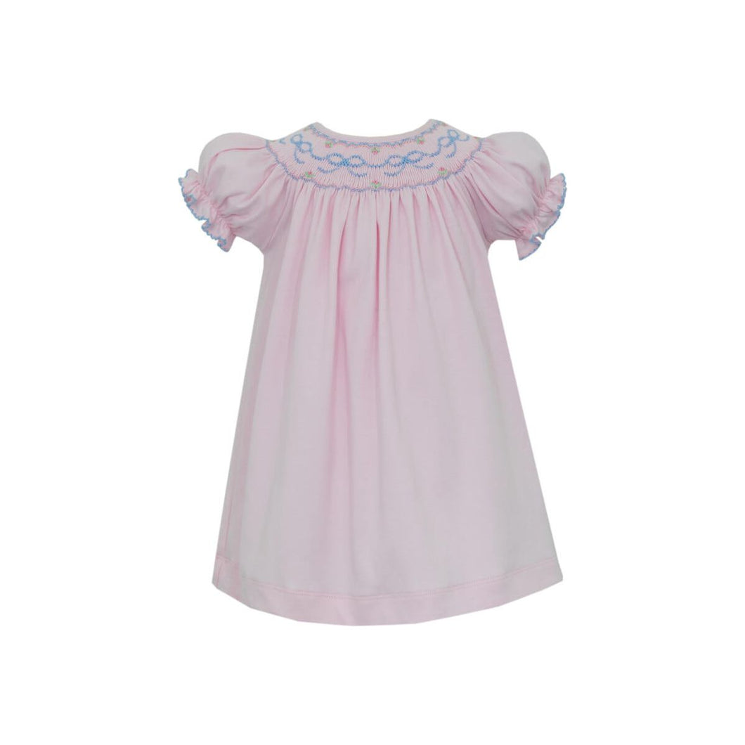 Bows Smocked Bishop Dress- Pink Knit