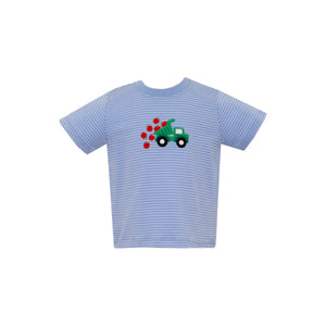 Apples Appliqué Shirt in Periwinkle Blue Stripe Knit