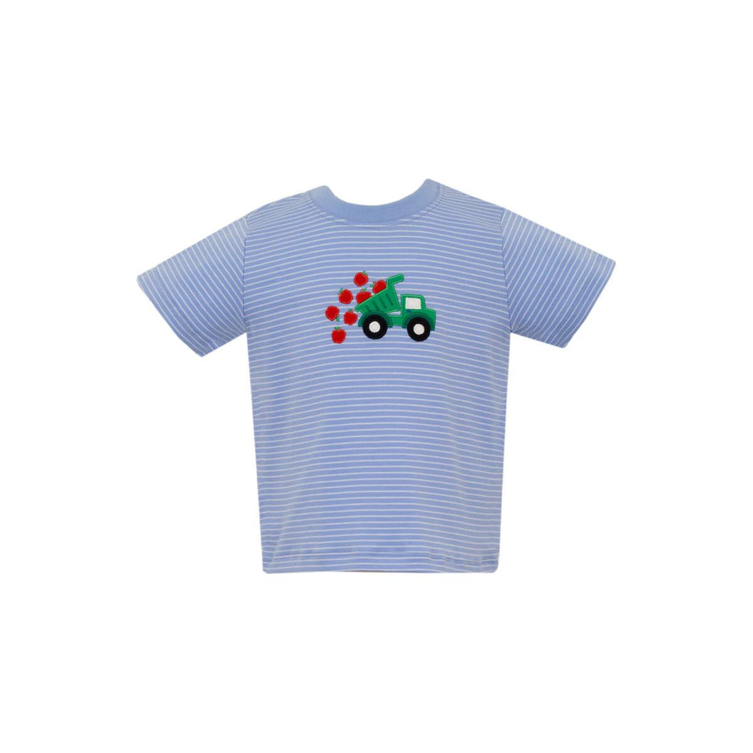 Apples Appliqué Shirt in Periwinkle Blue Stripe Knit