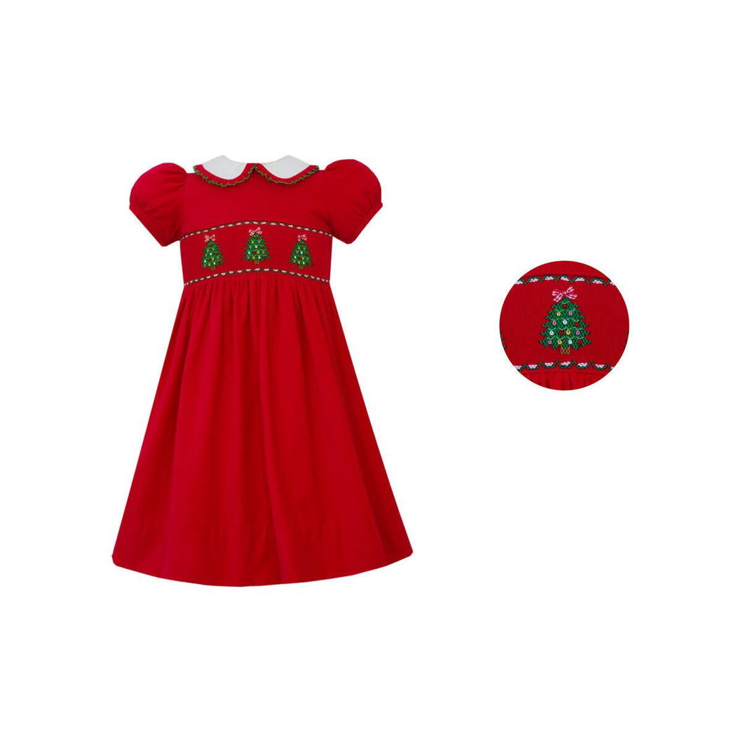 X-Mas Tree Dress - Red Corduroy