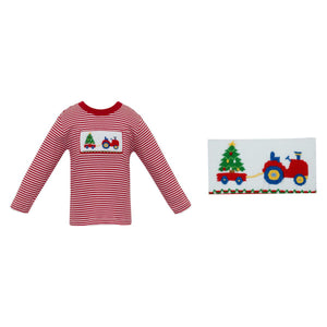 X-Mas Tree T-Shirt- Red Stripe Knit