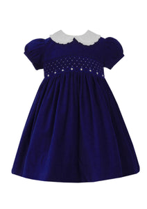 Corduroy Smocked Float Dress- Royal Blue