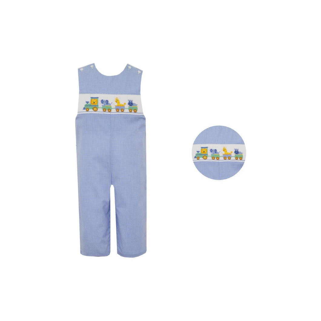 Animal Train Jon Jon- Light Blue Gingham