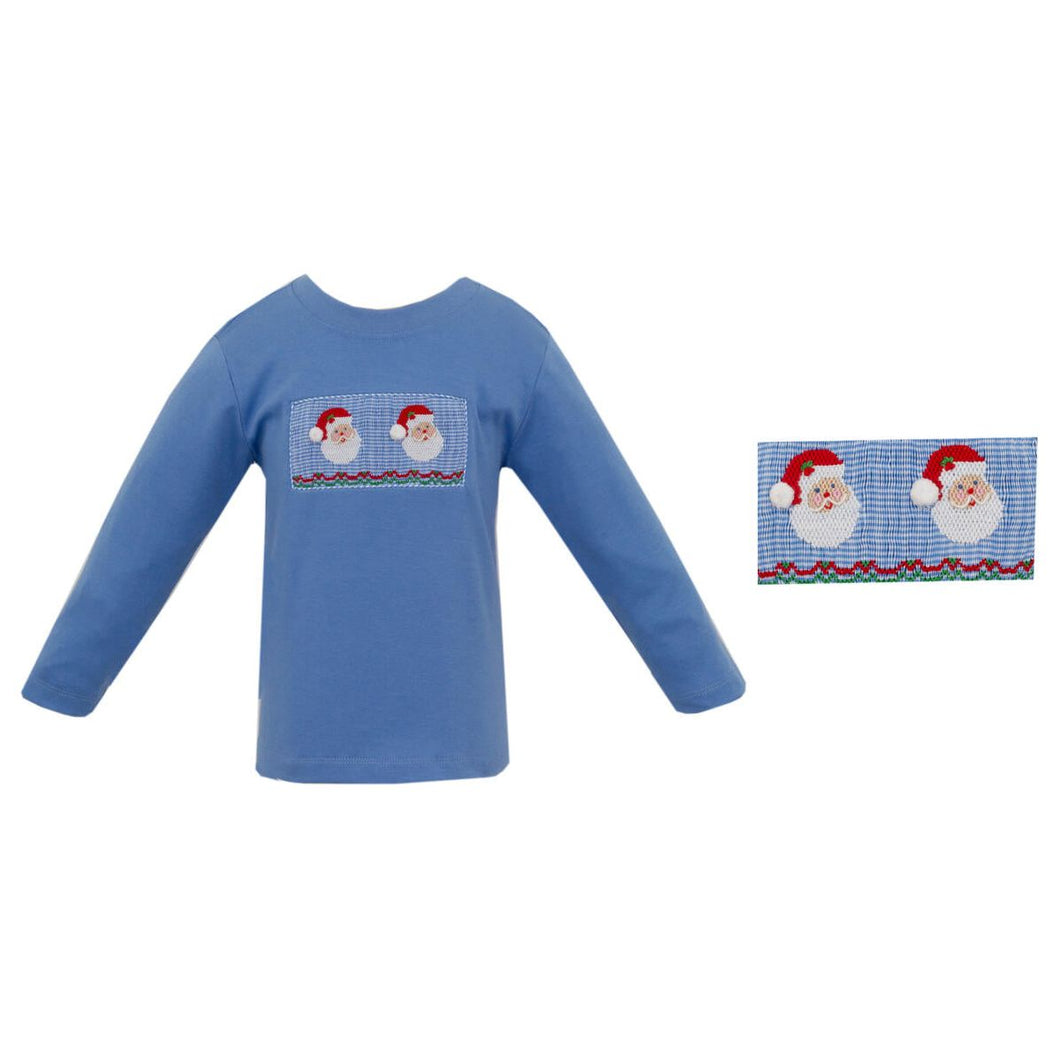 Santa Face T-Shirt- Periwinkle Blue Knit