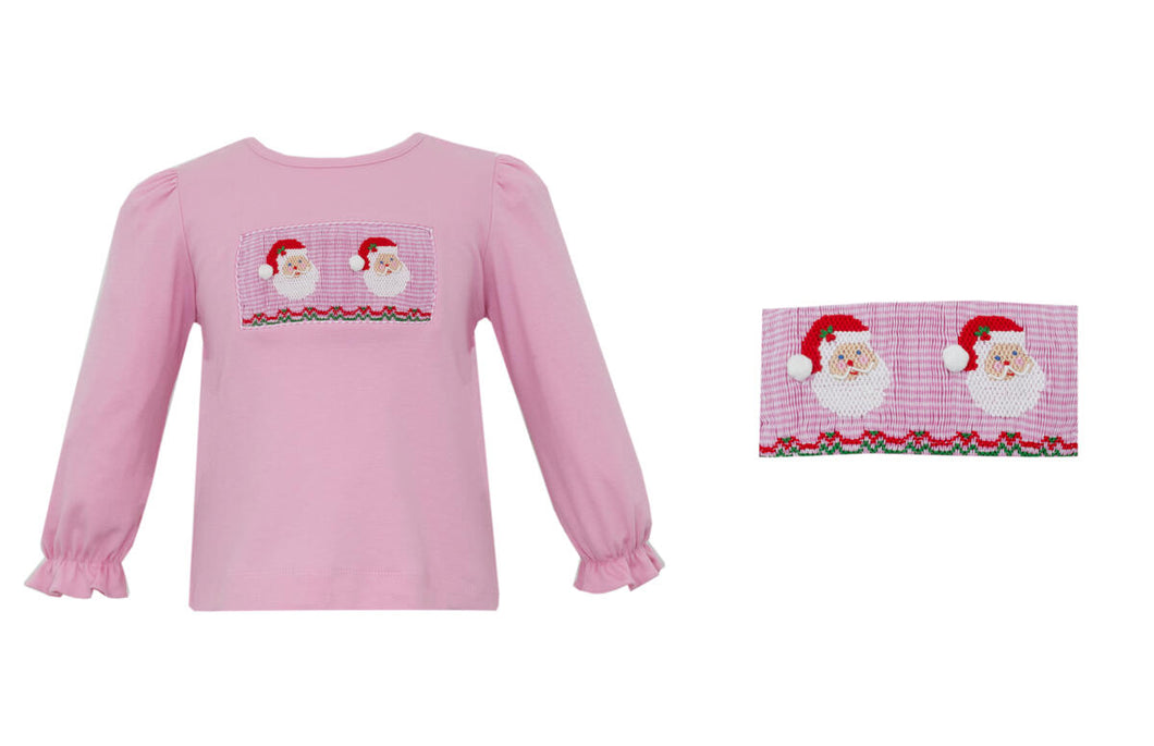 Santa Face T-Shirt- Pink Knit