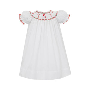 Candy Canes Bishop Dress - White