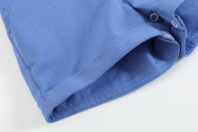 Load image into Gallery viewer, White Collared Top and Blue Button Shorts
