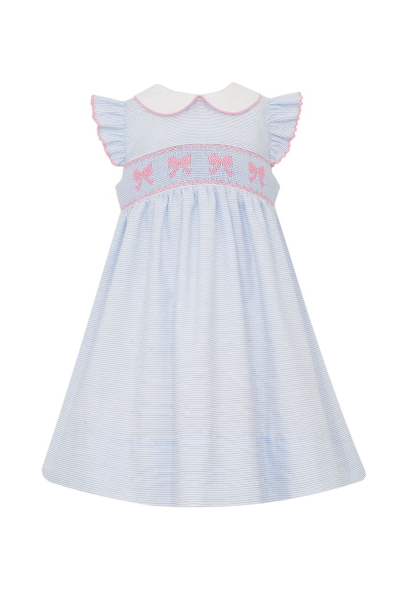 Bows Dress SS- Blue Stripe