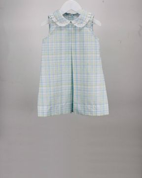 Blue and Green Plaid S/less Dress