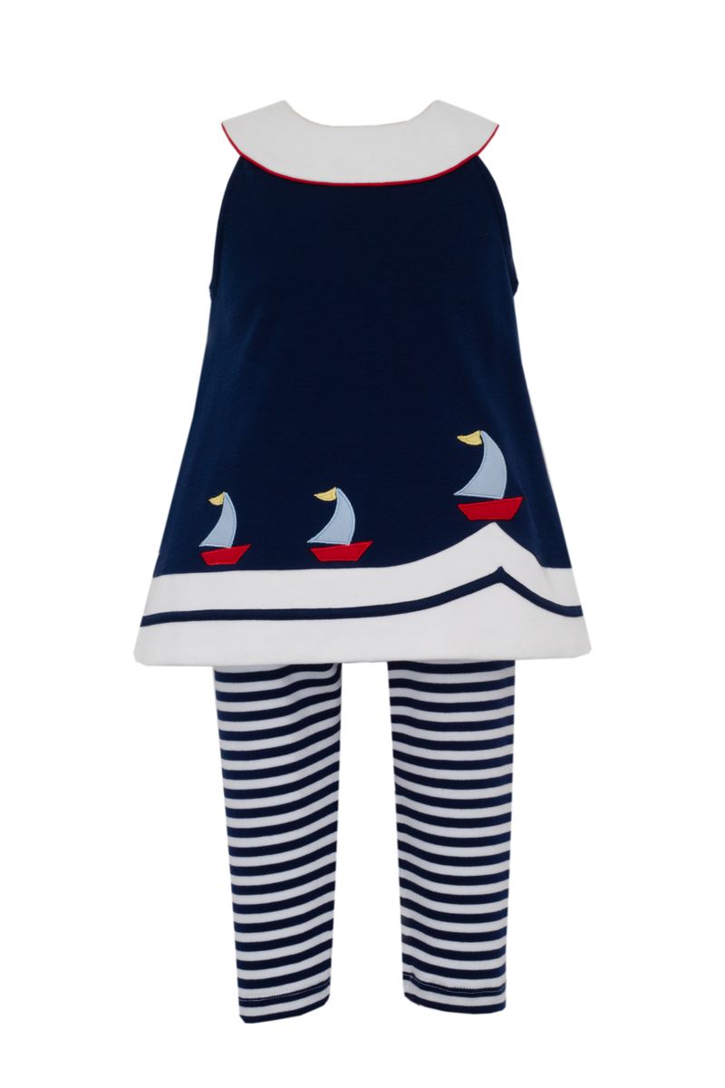 Sail Away Tunic Set w/ Leggings- Navy