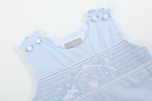Load image into Gallery viewer, Nativity Smocked Overalls- Light Blue

