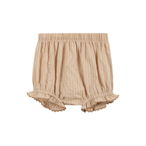 Pinstripe Pumpkin Smocked Dress & Bloomers Set- Light Brown