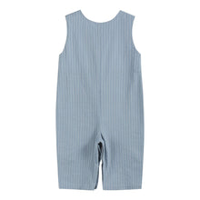 Load image into Gallery viewer, Pinstripe Turkey Smocked Overalls- Light Blue
