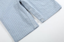 Load image into Gallery viewer, Pinstripe Turkey Smocked Overalls- Light Blue
