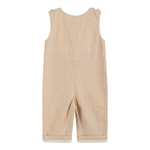 Load image into Gallery viewer, Pinstripe Pumpkin Smocked Overalls- Light Brown
