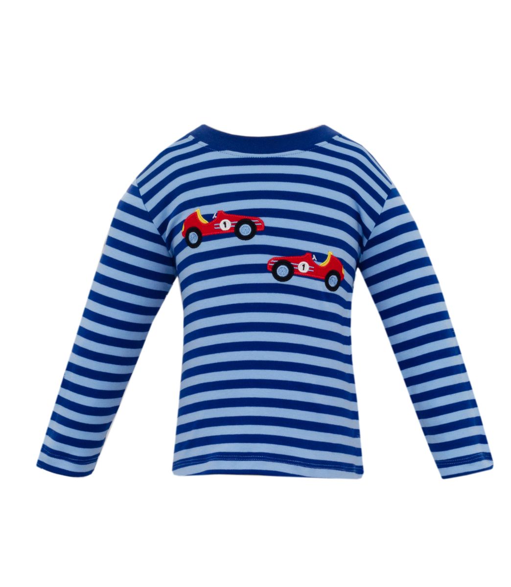 Race Cars LS Knit T-Shirt- Royal & Navy Stripe