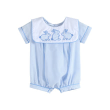 Load image into Gallery viewer, Blue Stripe Bunny Romper
