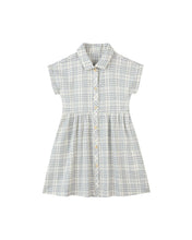 Load image into Gallery viewer, Blue Plaid Seersucker Heather Dress
