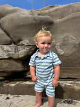 Load image into Gallery viewer, Chambray/ Blue Stripe Drift Romper
