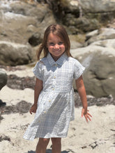 Load image into Gallery viewer, Blue Plaid Seersucker Heather Dress
