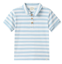 Load image into Gallery viewer, Pale Chambray/ White Stripe Shipping Polo
