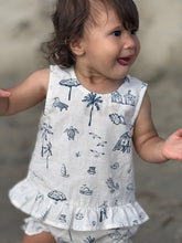 Load image into Gallery viewer, Navy Beach Scene Sierra Bloomer Set
