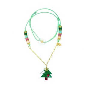 Green Festive Christmas Tree Necklace