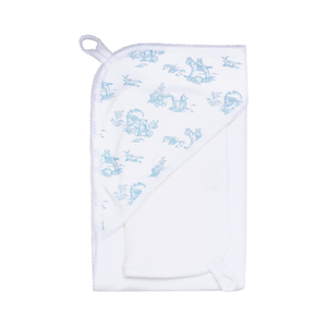 Blue Toile Hooded Towel