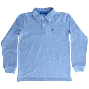 Heathered Blue Long Sleeve Polo