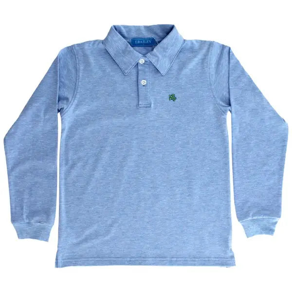 Heathered Blue Long Sleeve Polo