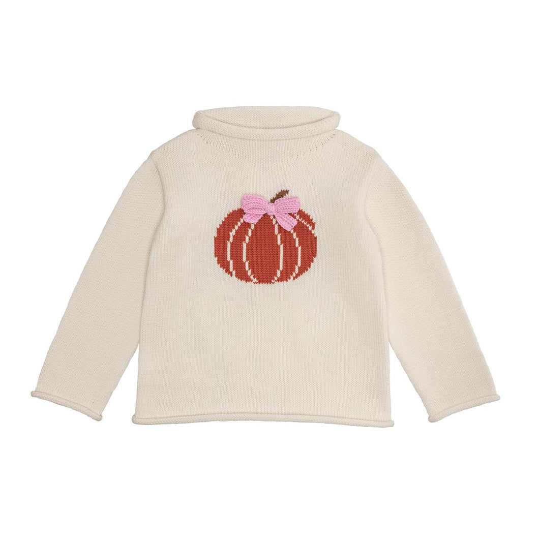 Cream Bow Pumpkin Rollneck Sweater
