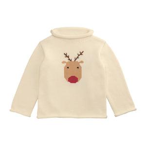 Reindeer Rollneck Sweater- Cream