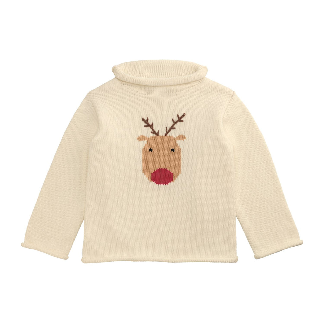 Reindeer Rollneck Sweater- Cream