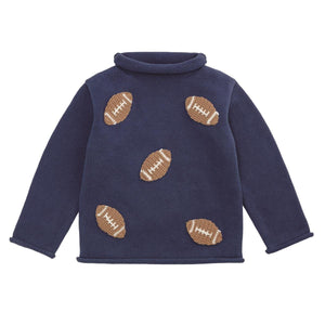 Navy Mini Football Rollneck Sweater